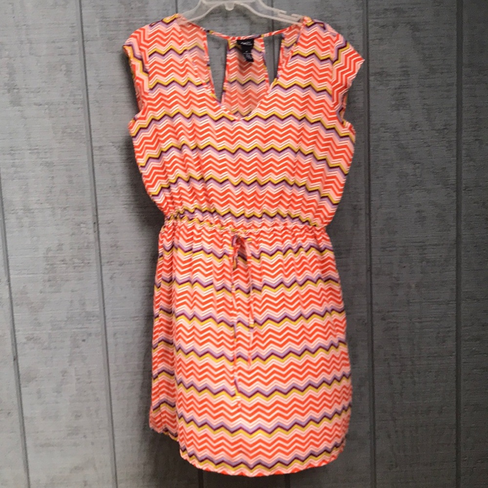 New Orange White Chevron Dress